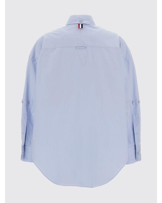 Thom Browne Blue Cotton Shirt With Logo