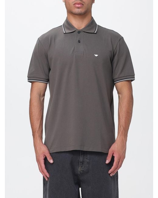 Emporio Armani Gray Stretch Cotton Polo Shirt for men