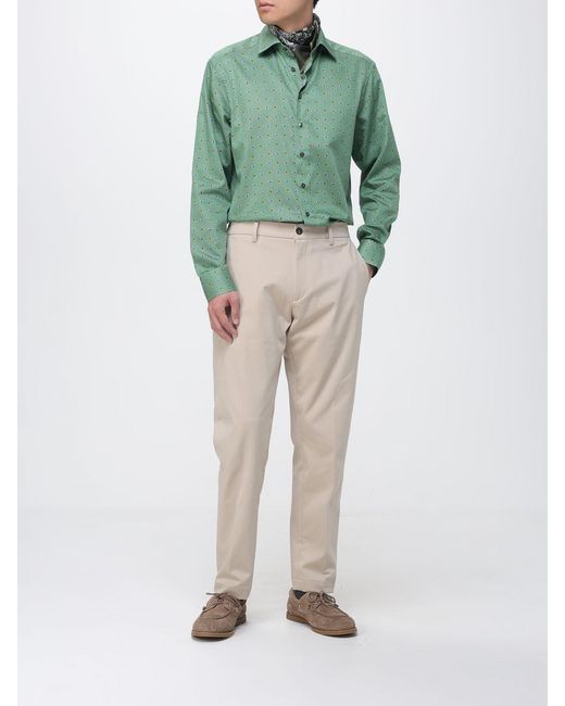 Etro Green Cotton Shirt With Paisley Print for men