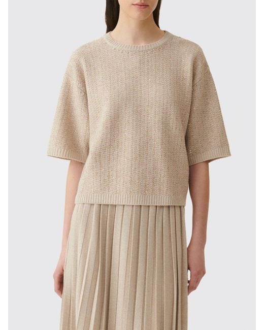 Fabiana Filippi Natural Short-Sleeved Crewneck Jumper