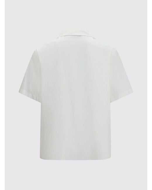 Valentino Garavani White Slim Fit Cotton Bowling Shirt With Metallic Monogram for men