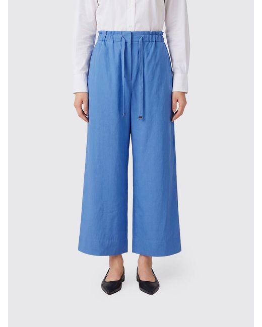 Max Mara Blue Wide Linen Trousers