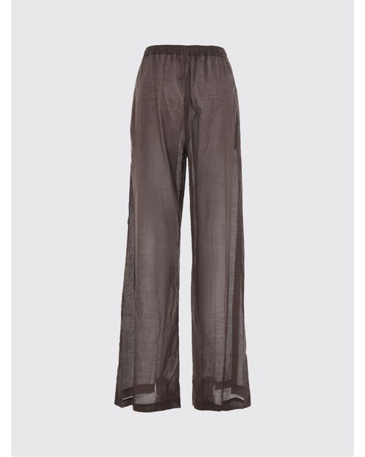 FEDERICA TOSI Brown High-Waisted Straight-Leg Cotton Pants With Drawstring