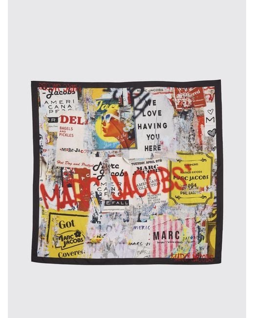 Marc Jacobs Multicolor All-Over Graphic Logo Print Scarf