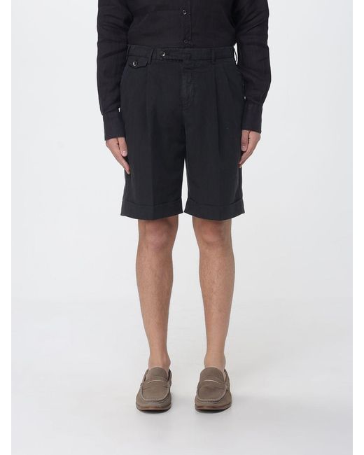PT Torino Black Linen Blend Shorts for men