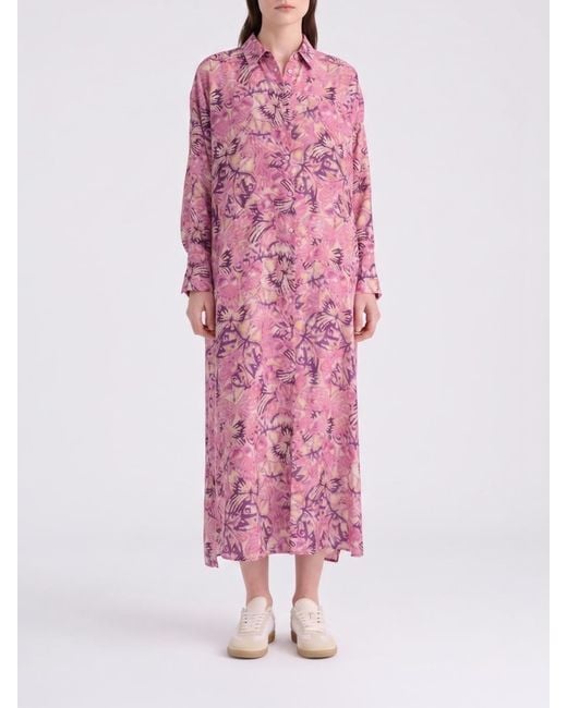 Momoní Pink MomonÌ Printed Silk Chemisier Dress