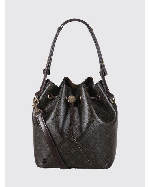 Tory Burch Black T Monogram Mini Saffiano Coated Cotton Bag With All-Over Monogram