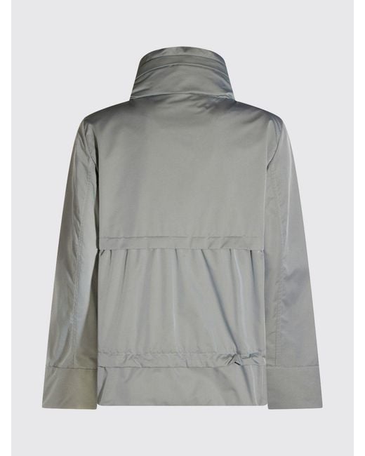 Moorer Gray Short Technical Fabric Windbreaker Jacket With Hood And Zip Closure