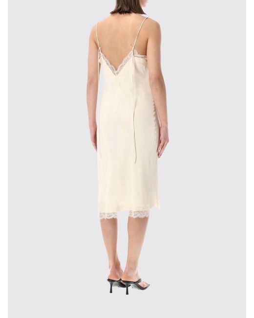 Rohe White Silk Blend Slip Dress With Lace Inserts