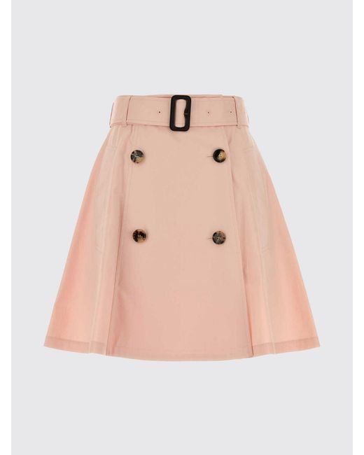 Burberry Pink High-Waisted A-Line Cotton Mini Skirt With Adjustable Belt