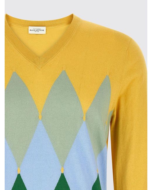 Ballantyne Pullover Aus Baumwolle Und Kaschmir Mit Rautenmuster in Blue für Herren