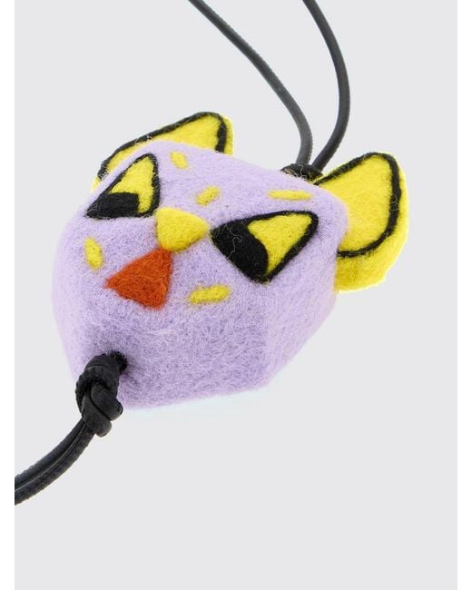 Loewe White Felt Cat Keychain