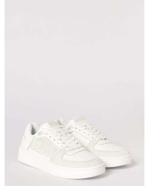 Just Cavalli Natural Leather And Rubber Sneakers