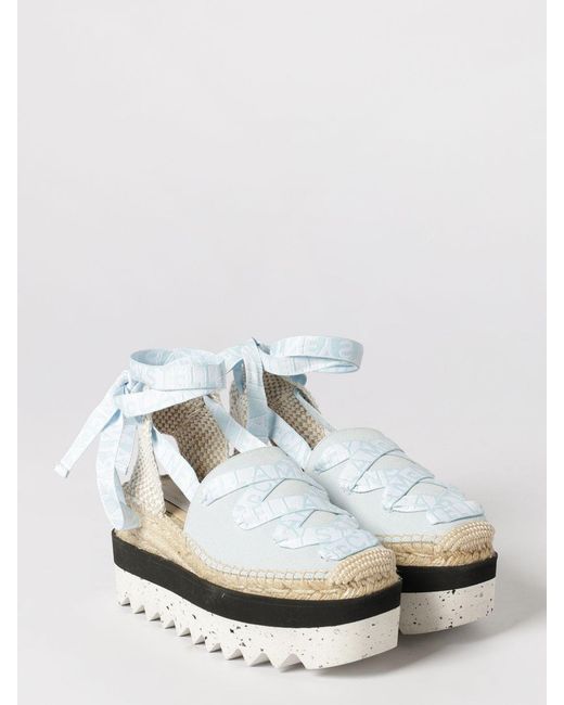 Stella McCartney White Gaia Canvas Wedge Espadrilles