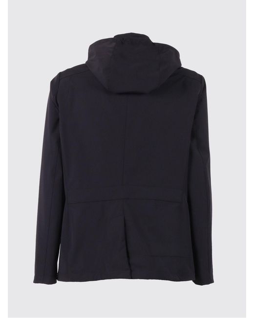 Moorer Blue Single-Breasted Technical Fabric Coat With Hood for men