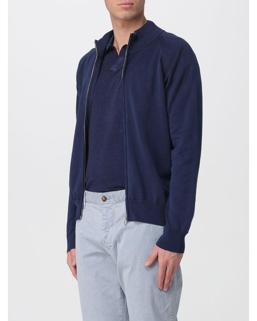 Blauer Blue Cotton Zip Cardigan for men