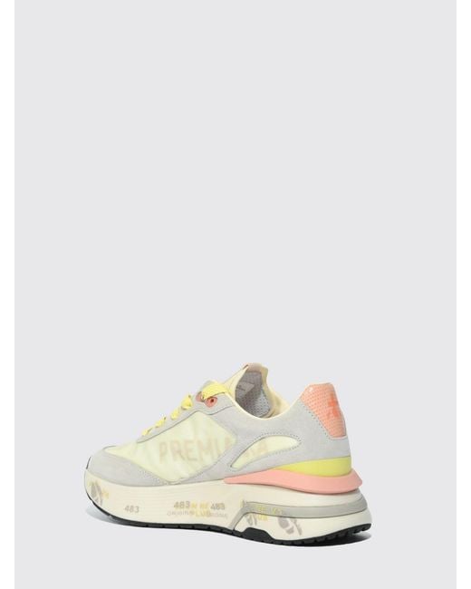 Premiata White Moerund Laminated Leather And Mesh Sneakers