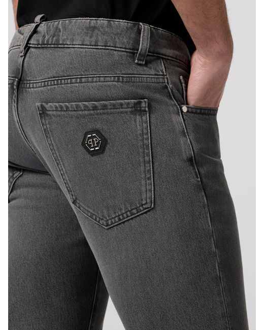 Philipp Plein Black Cotton Denim Slim Fit Jeans for men