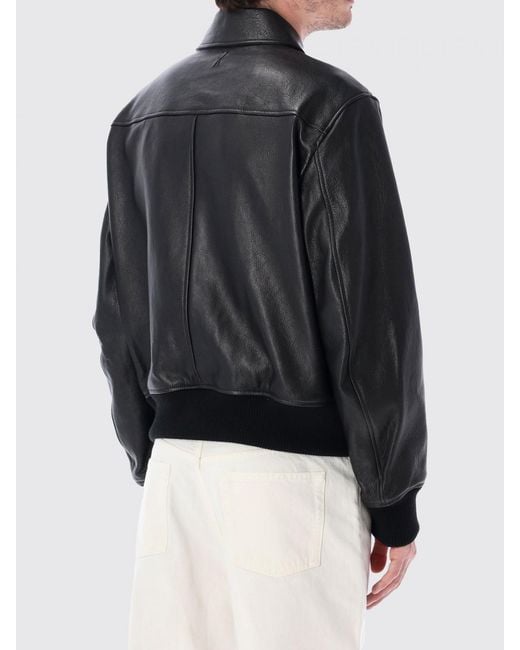 AMI Black Leather Jacket for men