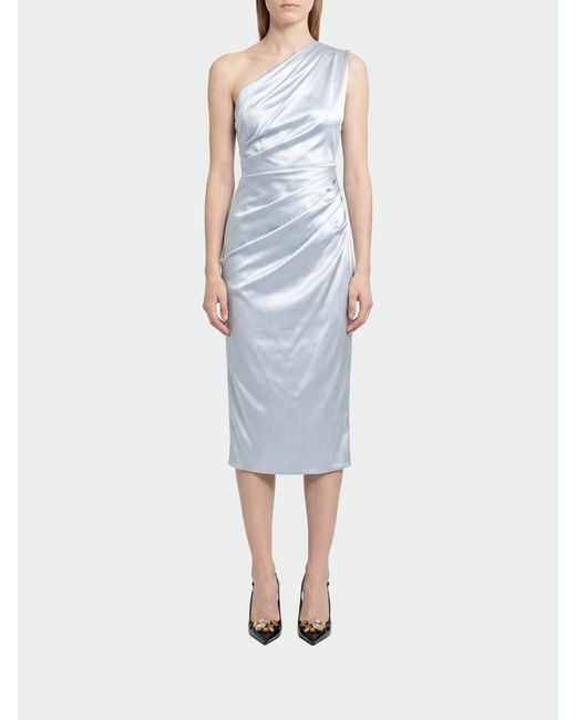 Dolce & Gabbana Blue Dolce &Amp Gabbana One-Shoulder Satin Dress
