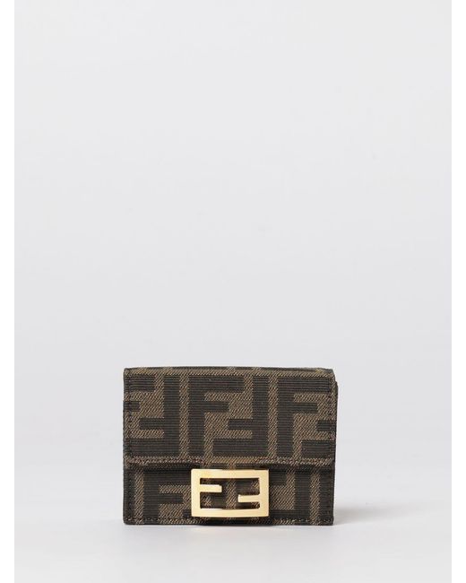 Fendi Gray Micro Trifold Baguette Wallet