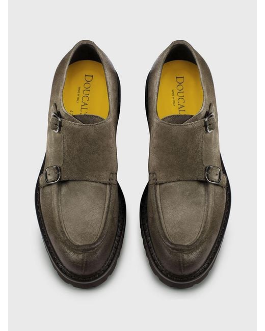 Doucal's Multicolor Suede And Split Leather Monk Strap Shoes for men