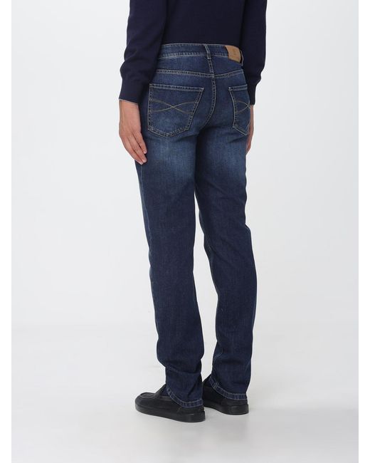 Brunello Cucinelli Blue Mid-Rise Straight Fit Jeans for men