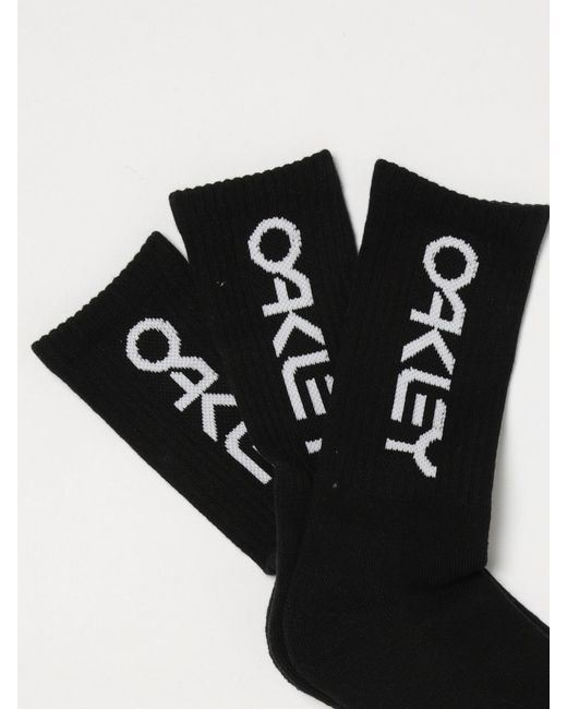 Oakley Black Set Of 3 Pairs Of Ribbed Stretch Cotton Socks With Jacquard Logo for men