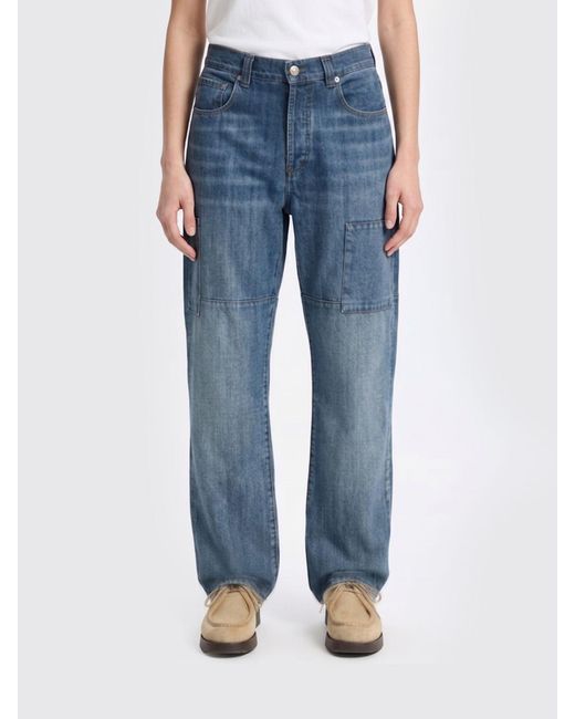Wales Bonner Blue High-Rise Wide-Leg Cotton Denim Jeans