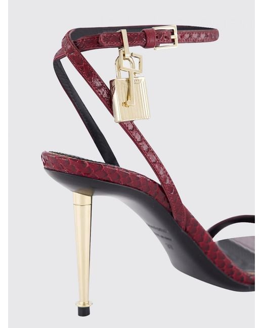 Tom Ford Pink Padlock Python Print Leather Sandals