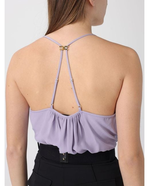Elisabetta Franchi Black Crêpe Bodysuit Top