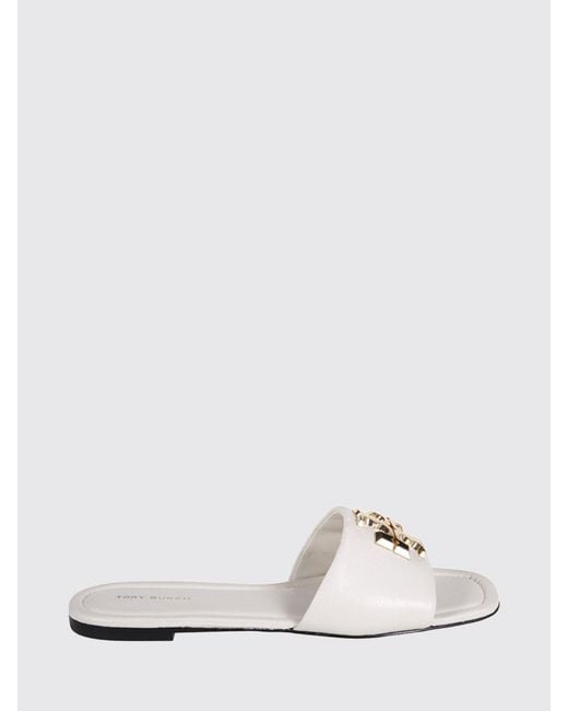 Tory Burch White Eleanor Leather Mules