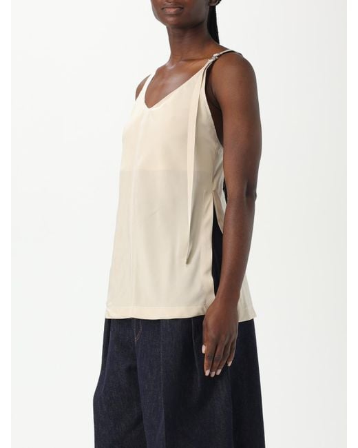 Sportmax Natural Silk Cami Top With Asymmetrical Strap