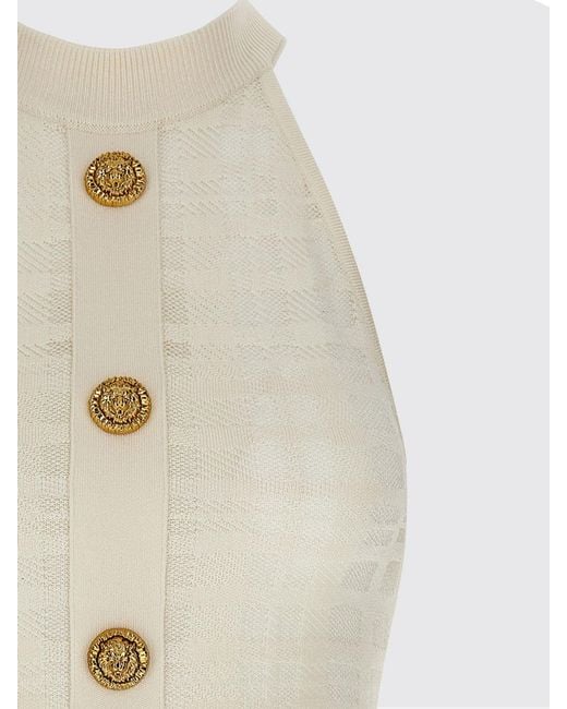 Balmain White Viscose Blend Dress With Buttons