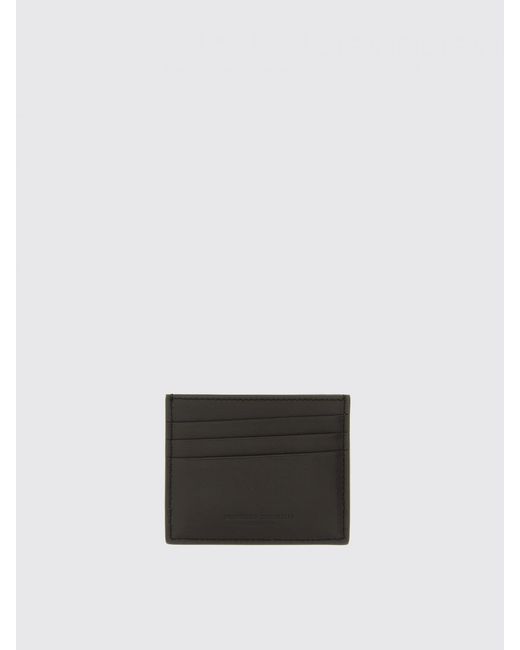 Brunello Cucinelli White Calfskin Leather Card Holder for men