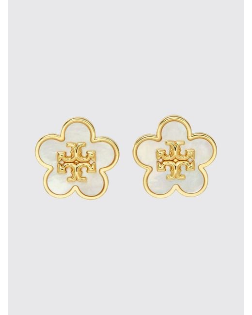 Tory Burch Metallic Forget Me Not Perlmutt-Blumen-Ohrstecker Aus Messing