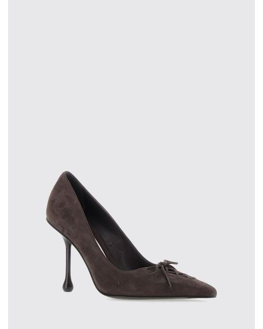 Jimmy Choo Brown Scarlett 95 Suede Court Shoes With Bow Appliqué
