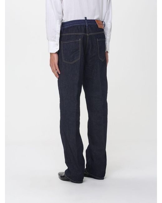 DSquared² Blue Straight Jeans With Drawstring for men