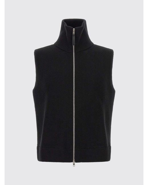 Maison Margiela Blue Wool And Cotton Knitted Waistcoat With A Turtleneck And Zip for men
