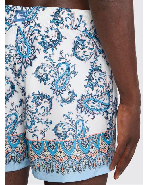 Etro Blue Polyester Swimsuit With Paisley Print for men