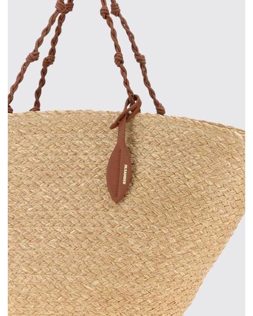 Jil Sander Natural Large Tangle Raffia Tote Bag With Braided Handle