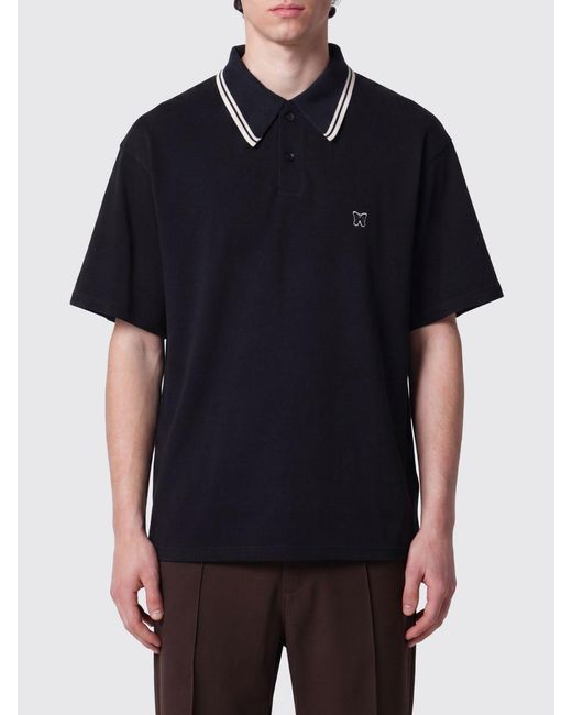 Needles Black Relaxed-Fit Cotton Polo Shirt With Logo Patch for men