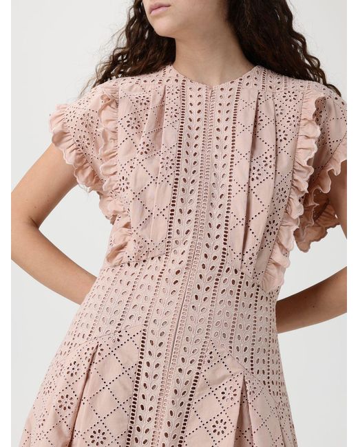 Alberta Ferretti Pink Sangallo Midi Dress