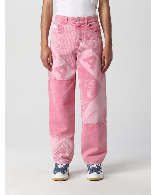 Gcds Denim Jeans in Coral (Pink) for Men | Lyst