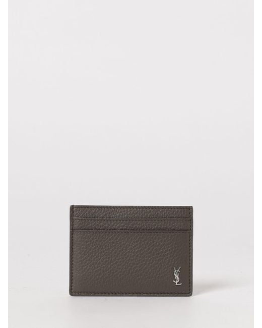 Saint Laurent Gray Tiny Cassandre Card Holder for men