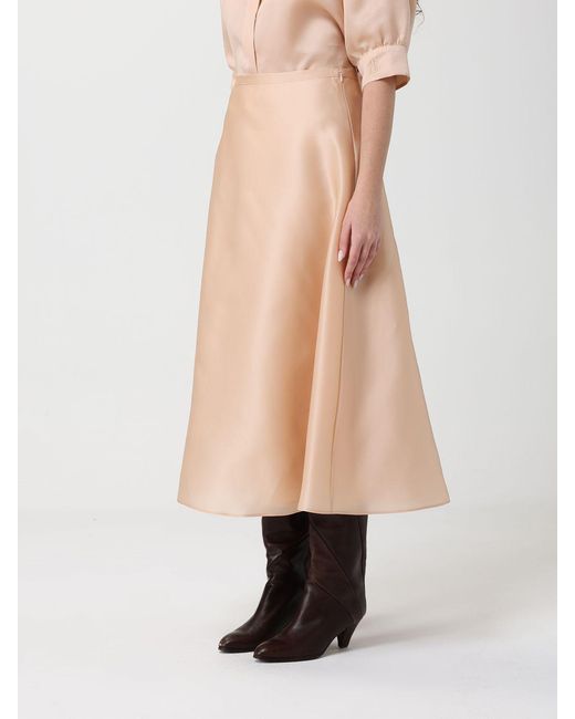 Alberta Ferretti Natural Silk Organza Midi Skirt