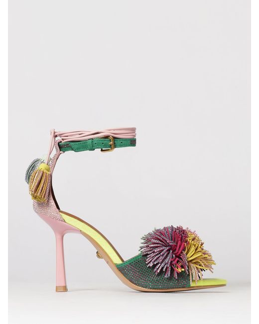 Kurt Geiger Metallic Suede Sandal With Fringes And Rhinestones