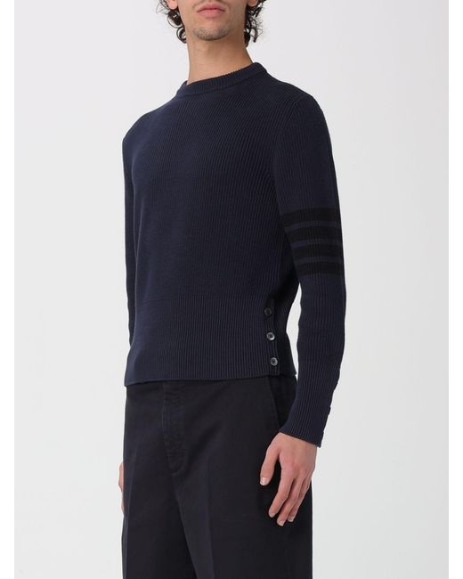 Thom Browne Blue Cotton Crew Neck Pullover for men
