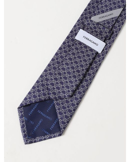 Cravatta Onde in seta stampata di Ferragamo in Blue da Uomo