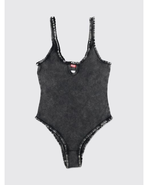 DIESEL Brown Maura-Dnm Ribbed One-Piece Swimsuit
